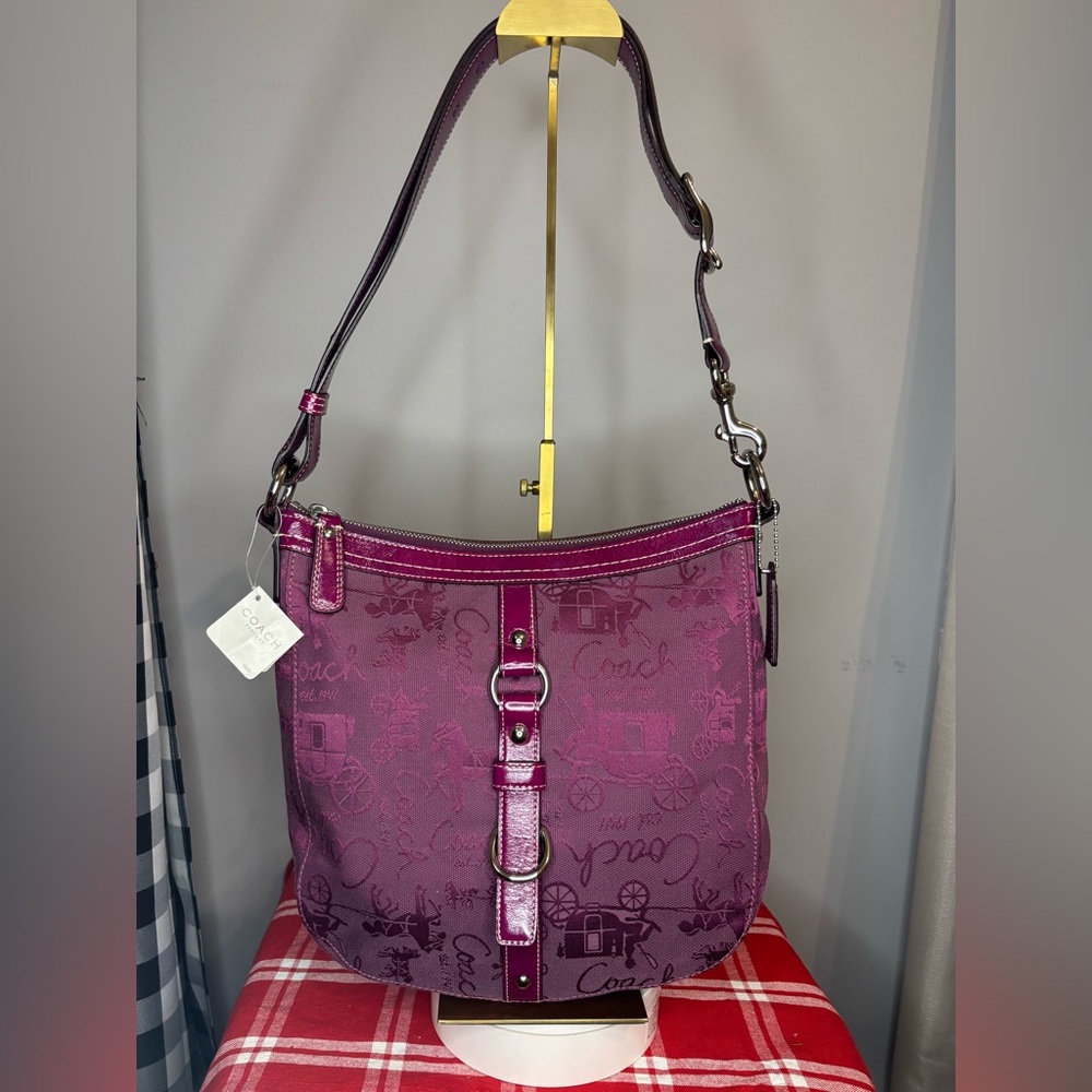 Coach Chelsea Horse & Carriage Shoulder Bag in Plum NWT 2008